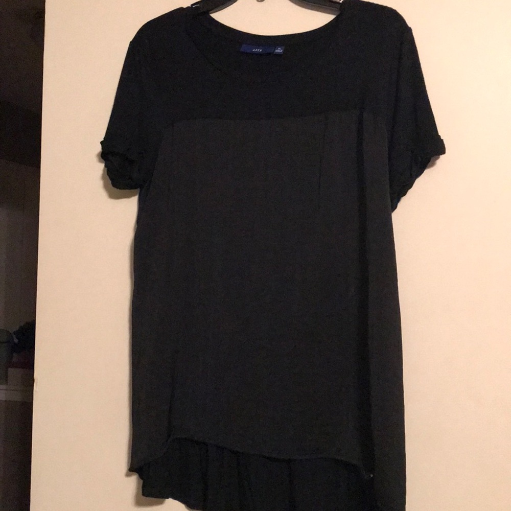 Black 2 tone short sleeve blouse